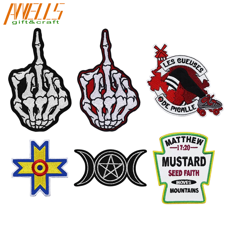 AWELLS Embroidered Star Patch Badge Twill Iron-On Sew Jacket Shirt Personalised Custom Flight Suit Banner Style Felt Name Patch