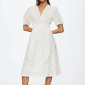 Embroidered Cotton Dress Women Dresses Casual Summer Ladies Dinner Robe