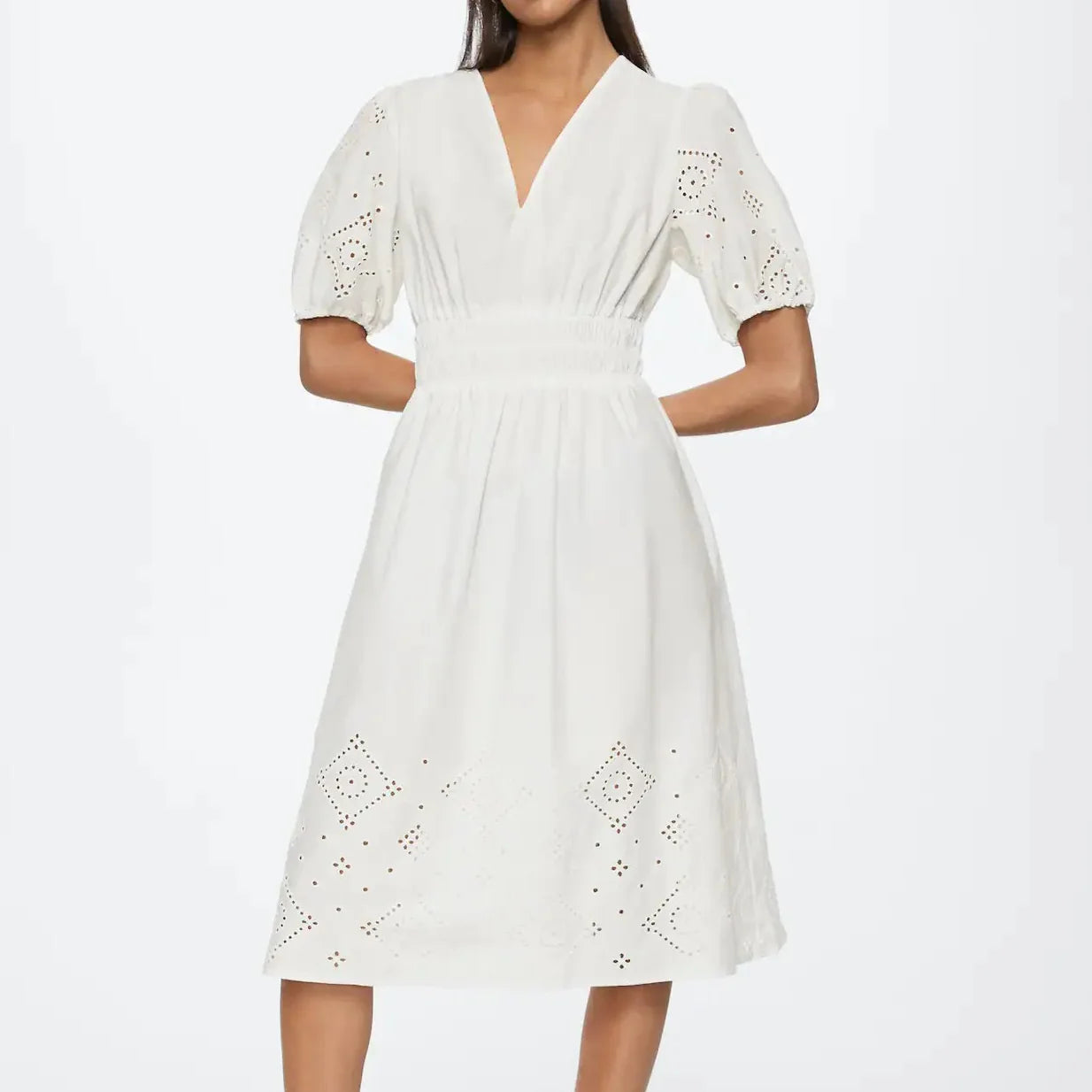 Embroidered Cotton Dress Women Dresses Casual Summer Ladies Dinner Robe
