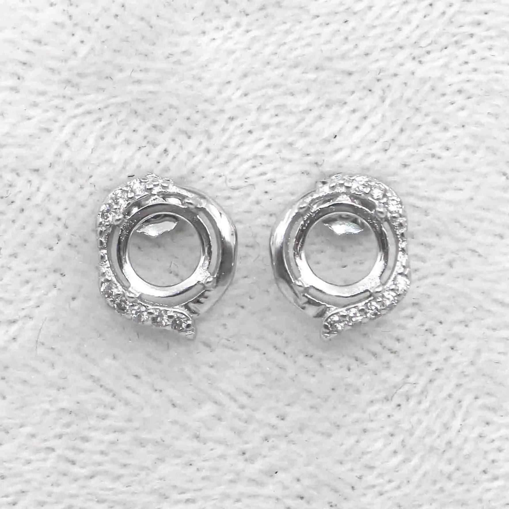 Sterling Silver 6*6mm Semi Mount Stud Earrings Empty Support Blank Claws Setting S925 Base Without Center Stone for DIY Inlay
