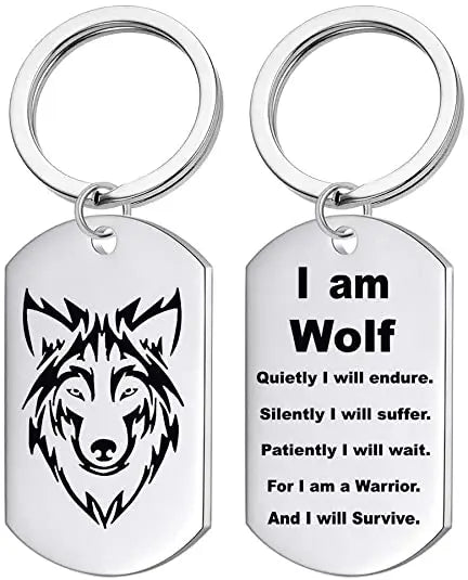 Fashion Wolf Pendant Necklace I Am Wolf Fans Gift Dog  Jewelry Keychain for Man