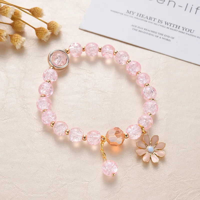 Handmade Crystal Beaded Bracelet for Women Lucky Stone Charm Bracelet Gift for Friends and Girl