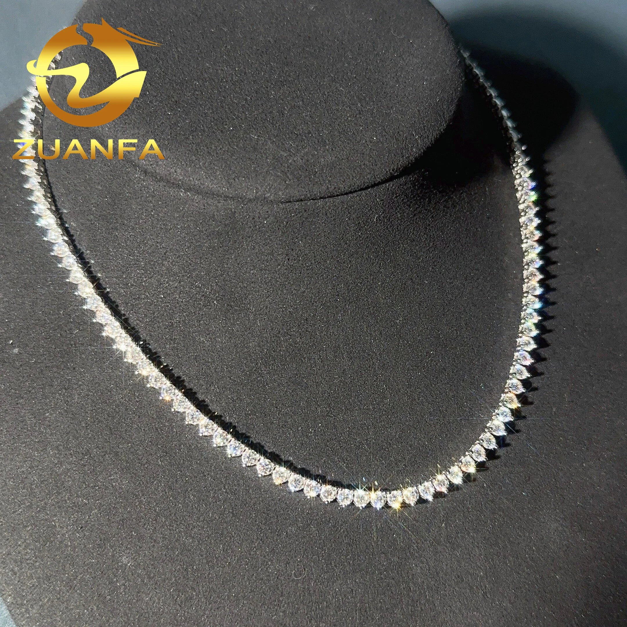 Ready to Ship 3mm Round Cut Moissanite Diamond 3 Prong Tennis Chain Silver 925 Hip Hop Tennis Bracelet for Men Women Daily Wear