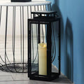 High Portable Iron Glass Lantern Windproof Outdoor Floor Candle Lantern for Yard Porch Garden Decoration Durable Metal Lantern