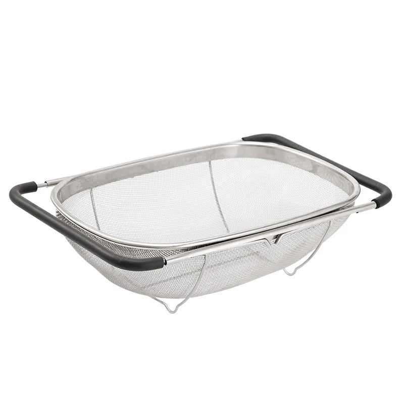 Strainer Basket and Expandable Rubber Grip Handles Kitchen Colander for Strain Drain Rinse Vegetables Fruits