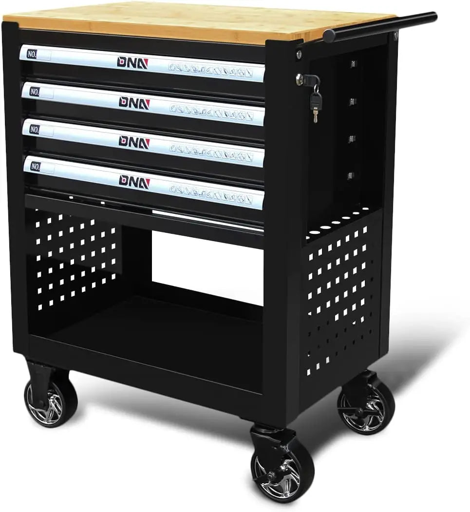 Steel Tool Chest 4 Drawers Tool Cabinet Cart Trolley Tool Sets Rolling Box Heavy Duty Metal Office Furniture