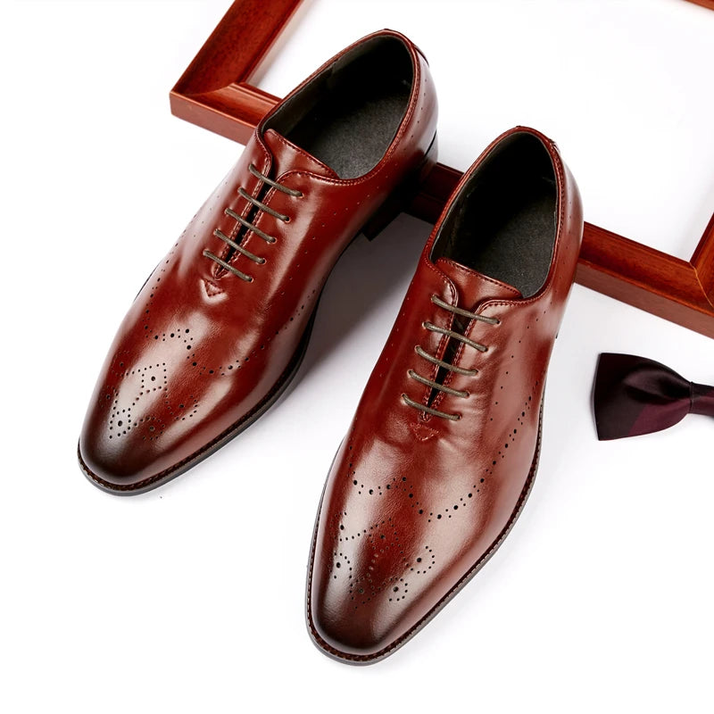 Dropshipping Wholesale Britain Style Microfiber Leather Men's Oxford Dress Shoes with Pointed Toe Wedding Style