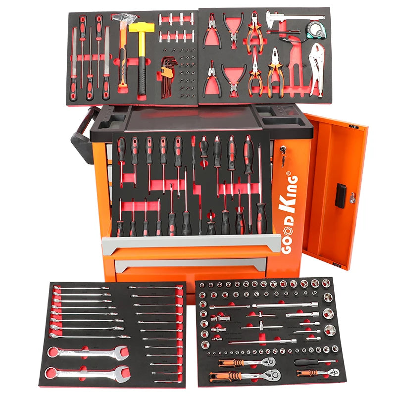 Match 7 Drawers Factory Direct Sale 421 Pcs Super Rolling Metal Tool Trolley Car Repair Garage Hand Tool Storage Cabinet