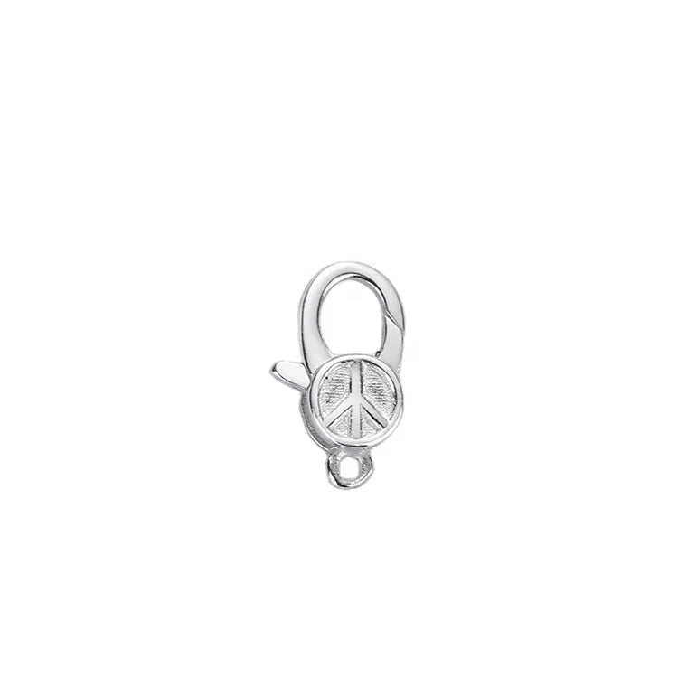 13mm DIY Jewelry Findings Oxidized 925 Sterling Antique Silver Peace Sign Lobster Trigger Clasp for Artisan Design