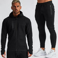 Men's Breathable Hooded  Training Sets Gym Sport Jogging Suit with Zipper Jacket and Sweatpants for Sport Training