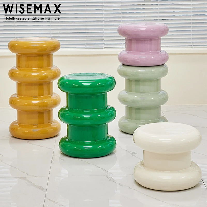 WISEMAX FURNITURE Living Room Decor Furniture Colorful Plastic Coffee Tea Table Small Round Sofa End Table for Living Room