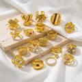 JUSNOVA 18K PVD Gold Rings Stainless Steel Waterproof Wholesale Anillos De Acero Inoxidable Bague Acier Inoxydable
