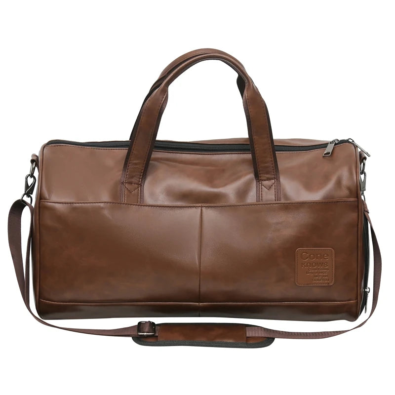 2025 New PU Leather Gym Bag with Dry Wet Compartment Shoe Storage Unisex Travel Duffel Bag for Sports Fitness