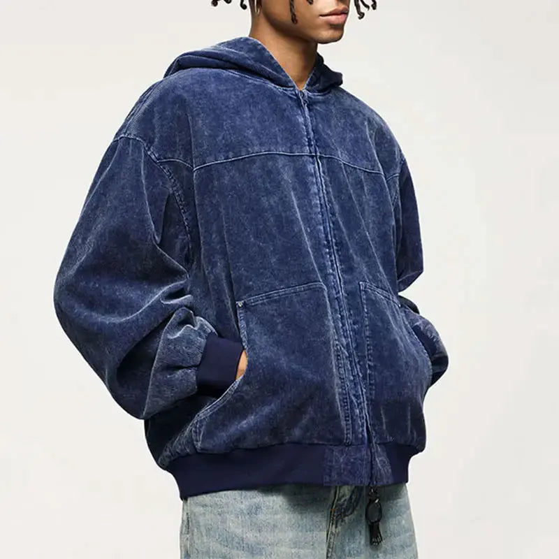 Acid Washed Hoodie Custom Manufacturer High Quality Unisex 100% Cotton Zip up Hoodie Vintage Aci Washed Distressed Hoodie