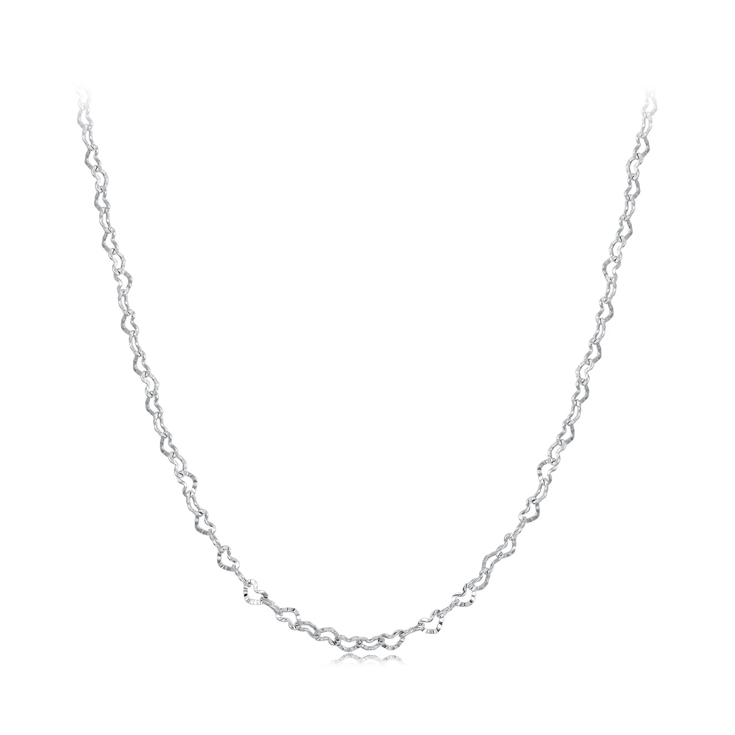 Factory Wholesale 925 Sterling Silver Trendy Heart-Shaped Basic Chain Link Lobster Clasp Adjustable Necklace for Women SCA026