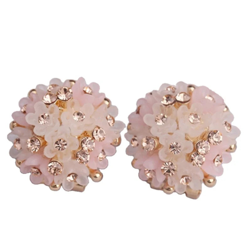 RisingMoon Summer New Fashion Shell Flowers 14k Gold Plated Silver Needle Stud Earrings