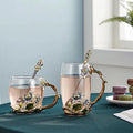 Modern Creative Enamel Glass Drinkware Cup Retro Aesthetic Glass Cup Novelty Glass Tea Cup and Saucer Set