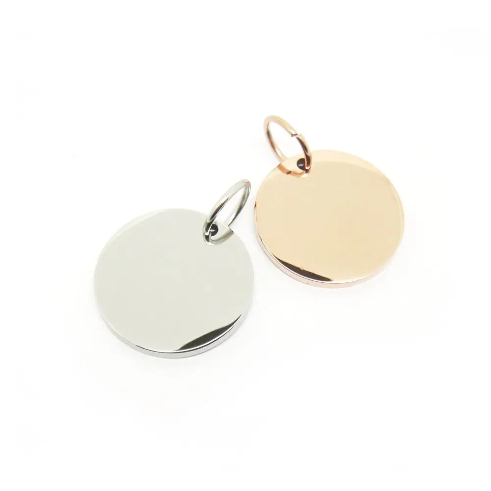 Wholesale Round Charm Stainless Steel Blank Metal Necklace Pendant Colgantes Acero Inoxidable Custom Name Pendant