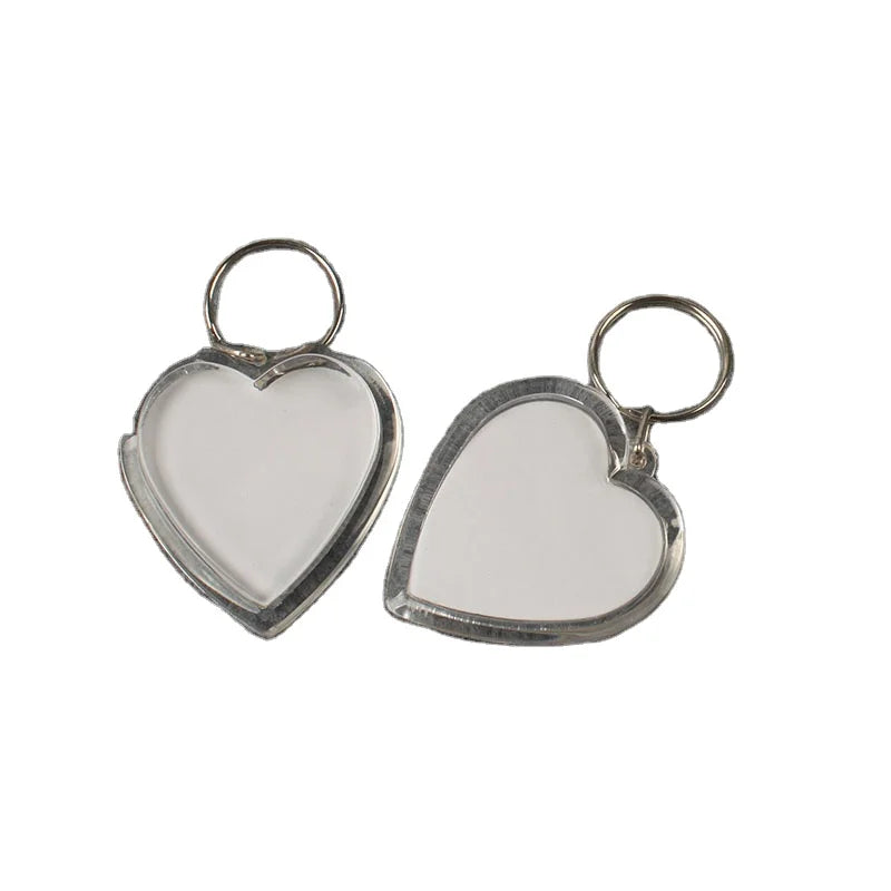 Customizable Heart-Shaped Acrylic Photo Keychain Iron Metal UV Printed Keyring for Photos and Memories Gift Jewelry Ring
