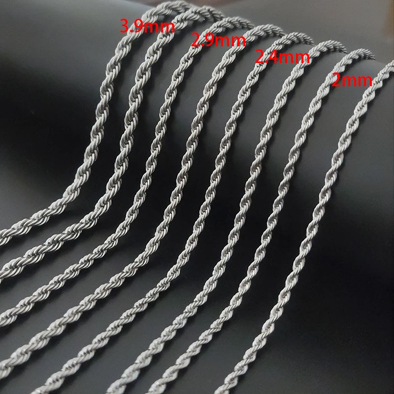 Wholesale Hip Hop High Polishing Silver  Stainless Steel Jewelry Men Necklace Rope Link Chain Fit Necklace Pendant Glass Locket