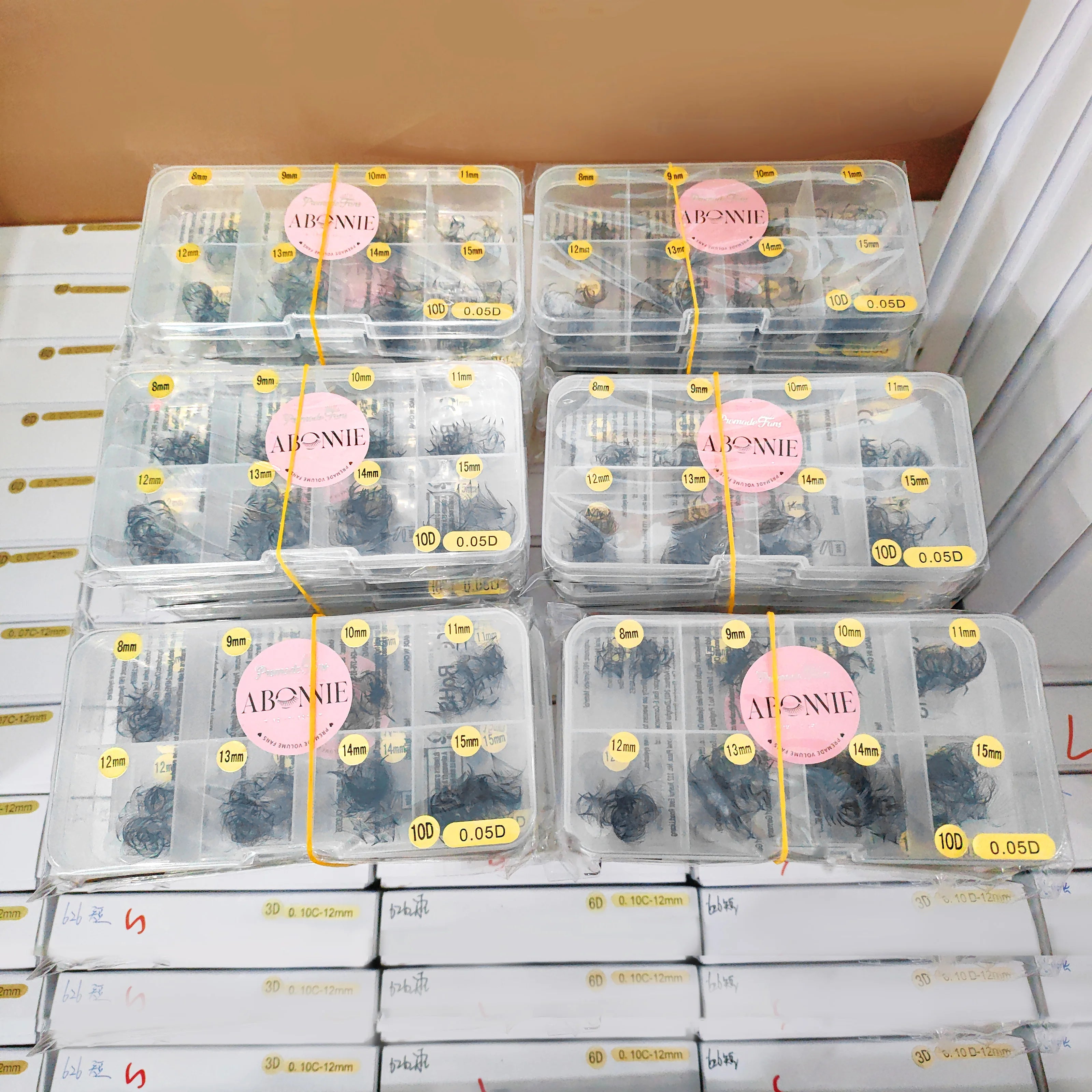 Abonnie Mix Pointy Base Pro Made Fans Eyelash Extensions Narrow Loose Fan Lash Trays Long Short Stem Promade Lash Extension Fans