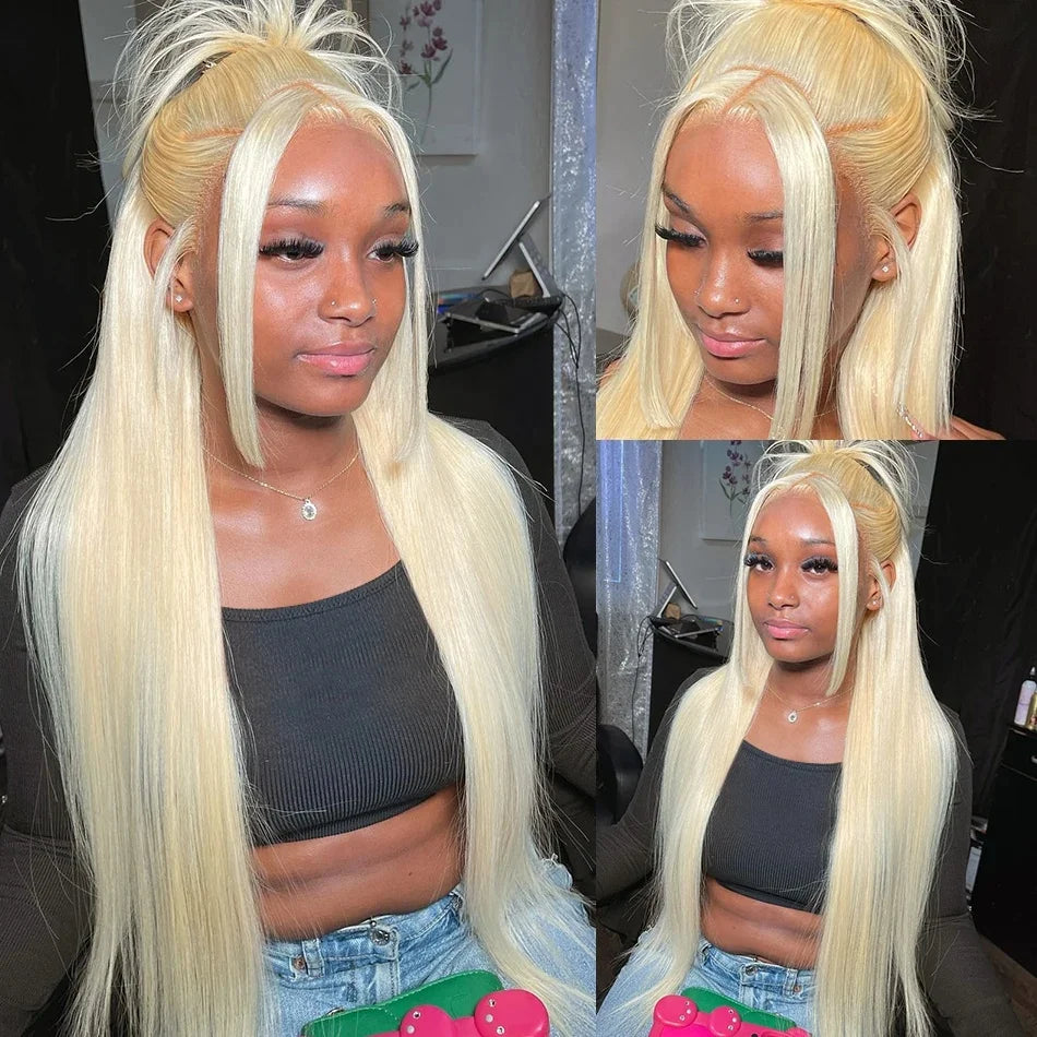 Factory 613 Blonde Lace Front Wigs Raw Virgin Human Hair Lace Wig for Black Women Peruvian Full Lace Closure Frontal Wig