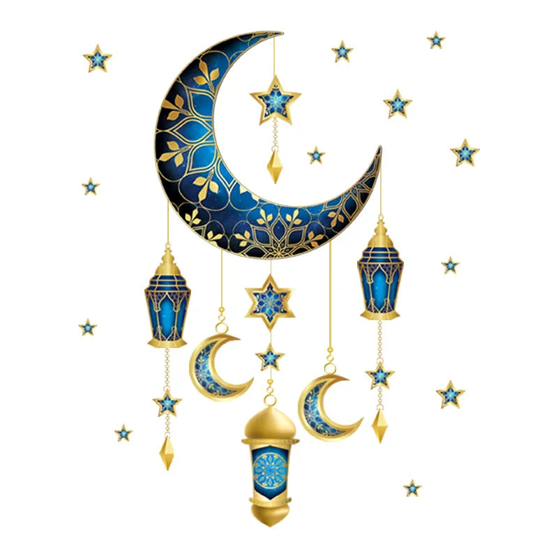 Hot Selling PARTY DOTS Star Moon Lantern PVC Self-Adhesive Waterproof Durable Wall Sticker Elegant Party Decor Decorations