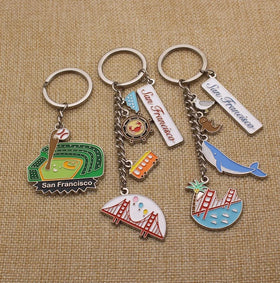 Zinc Alloy Enamel San Francisco Golden Gate Bridge Keychain Custom with Chain
