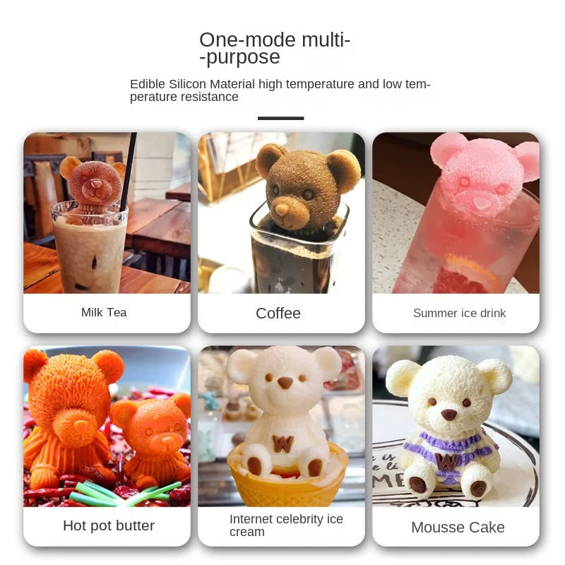 New Hot Sale 3D Bear Ice Cream Mould DIY Cake Chocolate Silicone Mould