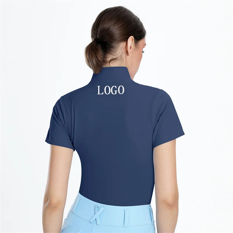 Four-way Stretchy Woman Short Sleeves Equestrian Competition Tops Comfortable Nylon Equestrian T-shirt Horse Rider Base Layers