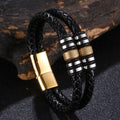 Men's Vintage Punk Leather Fashion Bracelet Black Brown Wrist Band Stylish Gift for Him