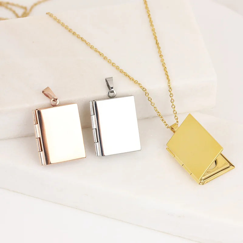 Personalized Memorial Photo Necklace Custom Envelope Necklace Custom Picture Stainless Steel Envelope Pendant Necklace