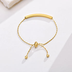 Elegant 18K Gold Plated Bracelet Adjustable Snake Chain Curved Bar Design Fashionable Accessory for Her