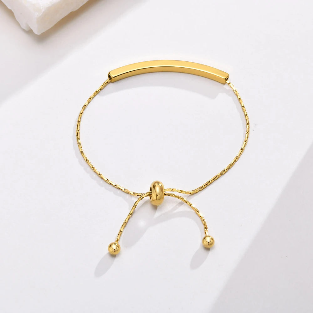 Elegant 18K Gold Plated Bracelet Adjustable Snake Chain Curved Bar Design Fashionable Accessory for Her