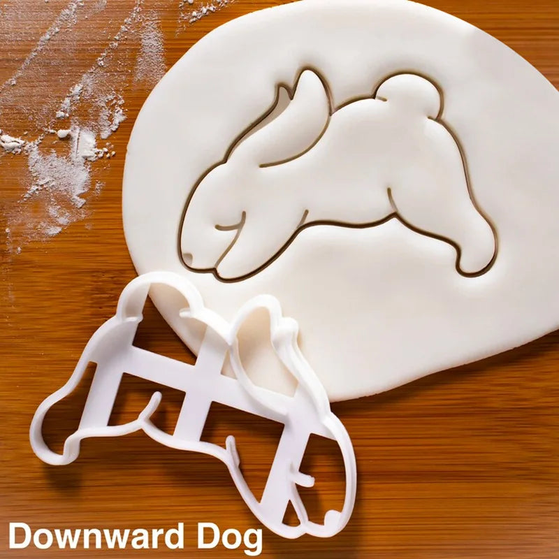 Saffron Yoga Rabbit 3D Cutters Handmade Walnut Cookie Mold and 4 Designs Plastic Baker's Cookie Cutter for Creative Baking