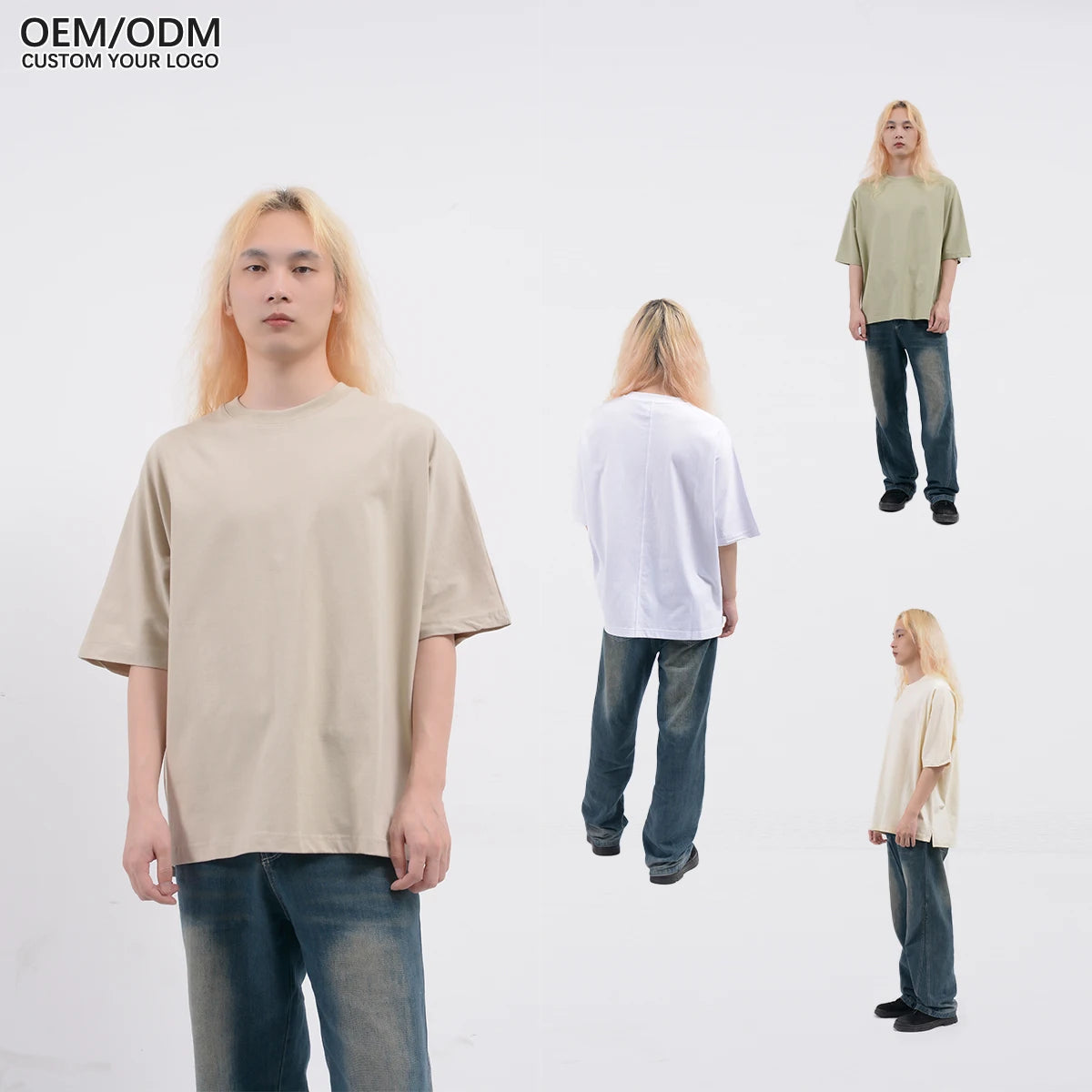 Factory Wholesale Custom Dolman Sleeve Baggy Fit 100% Cotton DTG Printing Applique Embroidery T-shirts for Men