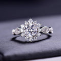 Solid Silver 925 Original Brilliant Cut 1 Carat Diamond Test Past D Color Moissanite First Snow Ring for Women Fine Jewelry