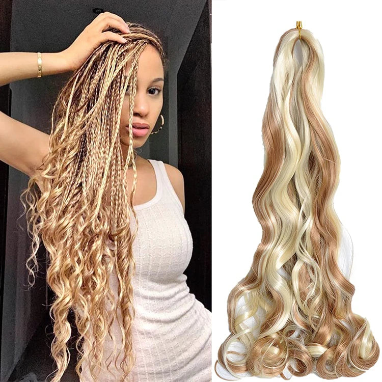 Silky High Temperature Synthetic Fiber 150g 24inch French Curly Crochet Braid Hair Spiral Dreadlocs Extensions for Blonde Dyed