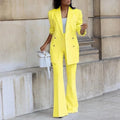 Custom Made Yellow Women Suits 2 Pieces Business Office Blazer Women Femenino Jacket Pant Suit Female Formal Work Wear Sets