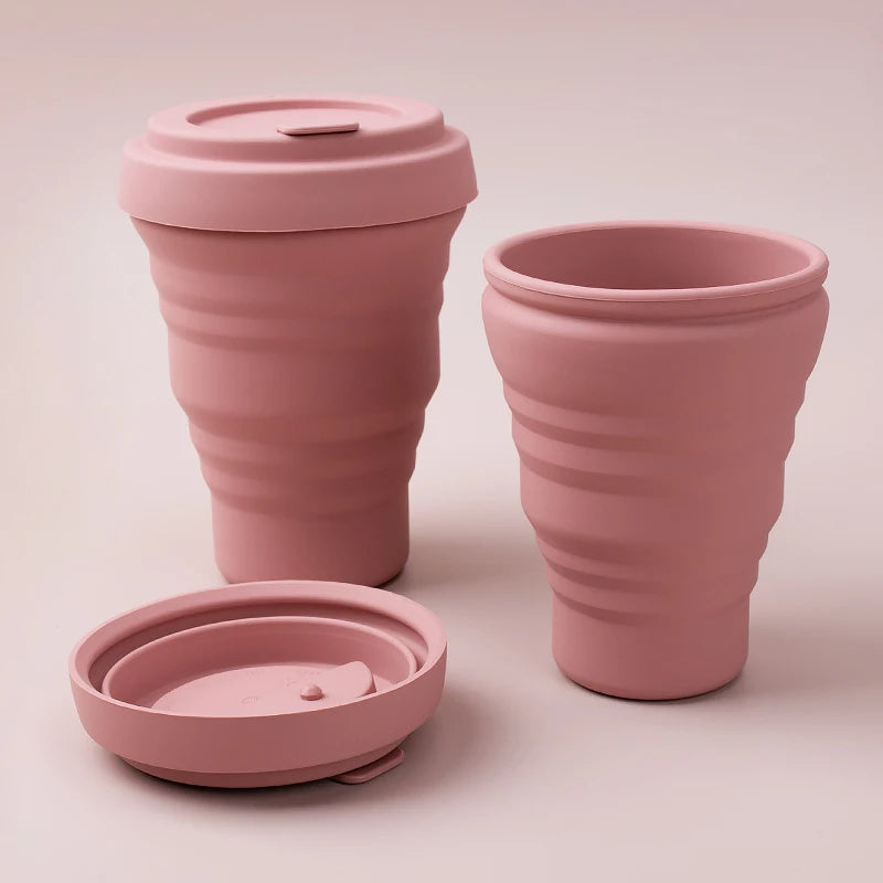 Hot Selling 12oz Heat Resistant Silicone Cup BPA Free Foldable Coffee Cup Direct Drinking Water Cup for Travel