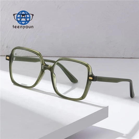 Teenyoun Eyewear High End Crystal Color Tr90 Acetate Frame Unisex Eyeglasses Men Women Square Anti Blue Ray Glasses