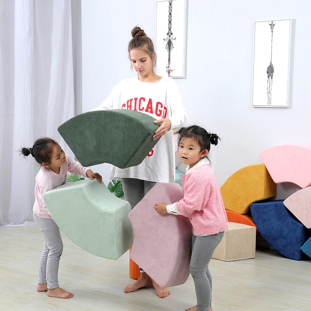 Play Couch Kids Indoor Living Room Playing Couch Kids Modular Couch Memory Foam 5 in 1 Set Toy Sofa for Children