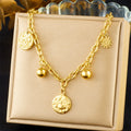Vintage Stainless Steel Thick Chain Sun Moon Pendant Necklace Jewelry 18k Gold Plated Tarnish Free Charm Necklace