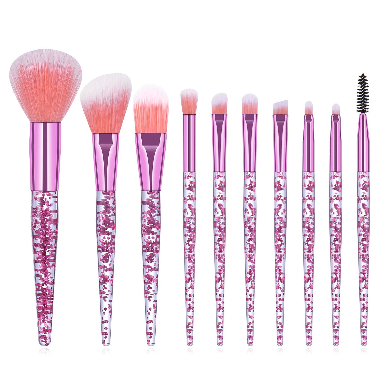 Best Selling Professional Soft Synthetic Hair Durable Angular Blush Foundation Concealer Brush 10-Piece Plastic Handle Pink