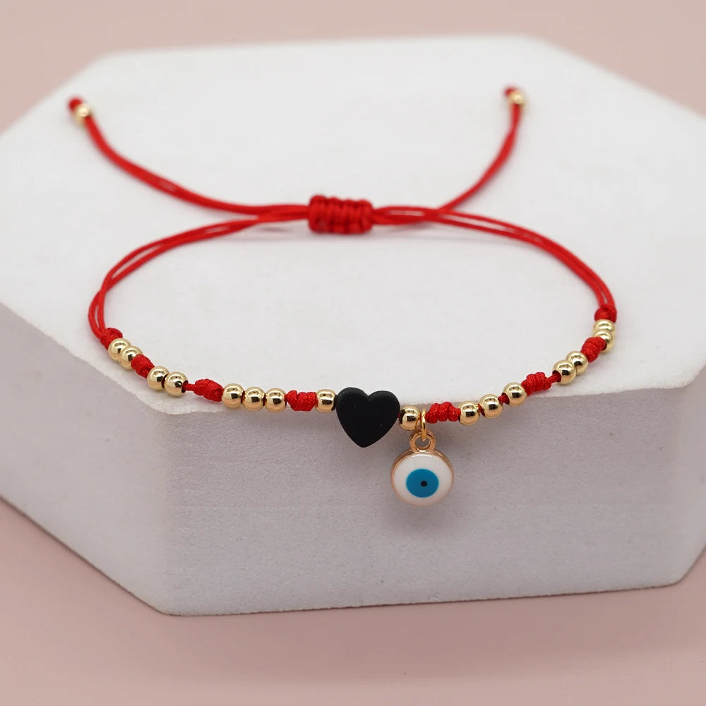 Go2boho Gold Plated Evil Eye Heart Bracelet for Women Enamel Accessories Summer Beach Boho Fashion Jewelry