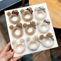 Women Kids Little Girl Pastel Cute Soft Scrunchies Faux Mink Fur Elastic Seamless Band Bear Dog Hair Balls Pom Pom Hair Ties