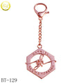 Rose Gold Metal Key Chains Custom Hollowed Name and round Letters Logo Hang Tags Stylish Luxury for Bags Manufacturer Direct