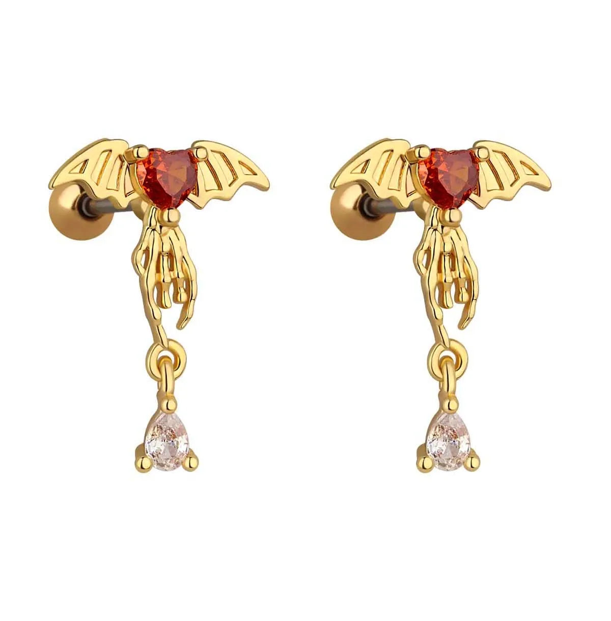 Milskye Wedding Fine Fashion Jewelry for Women Couple Set 925 Silver 14K Gold Bat love Stud Earrings