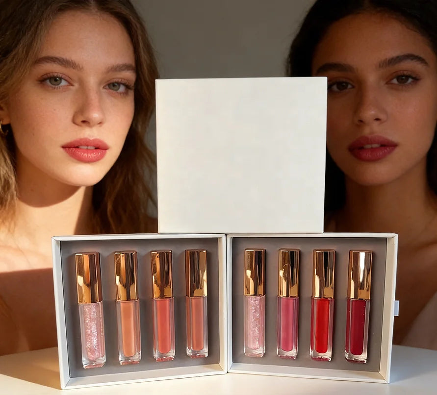 4 Pcs Matte Lipstick Set - Pigmented Long Lasting & Waterproof Lip Makeup Kit for Daily Wear and Gifting