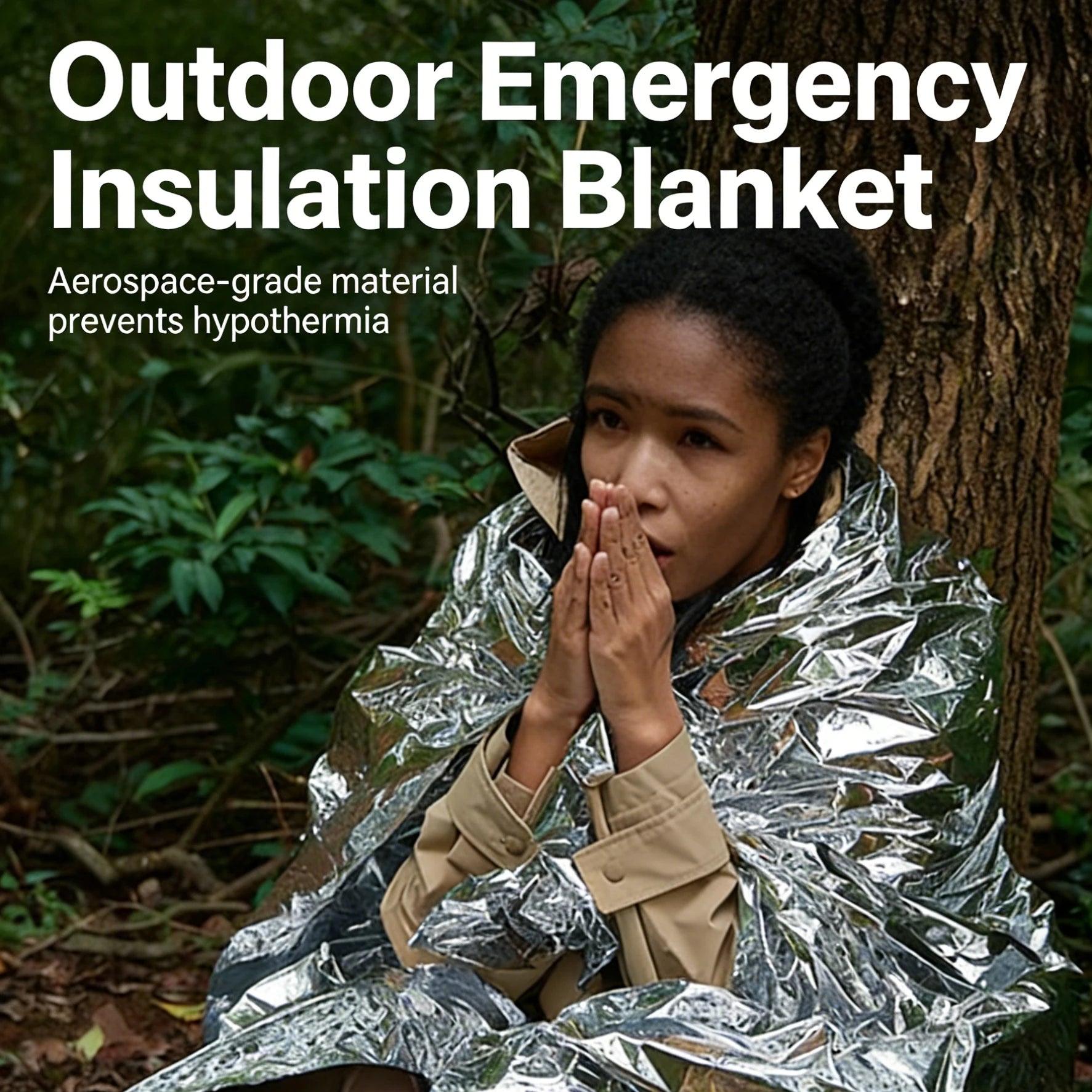 First Aid Kit with Thermal Emergency Space Survival Blanket Outdoor Folding Feature